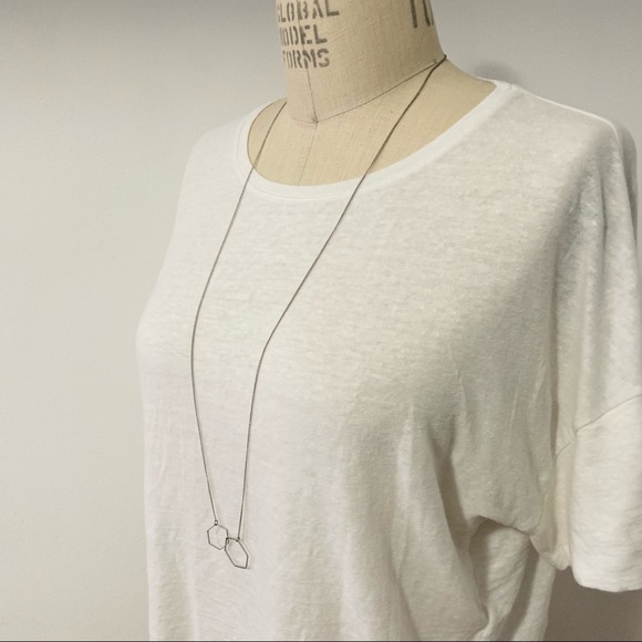 Silvertone Geometric Hexagon Shape Long Necklace - Picture 5 of 7